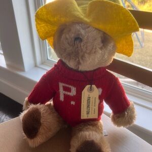 1975 Paddington Bear Stuffed Animal with Red Sweater and Yellow Hat -